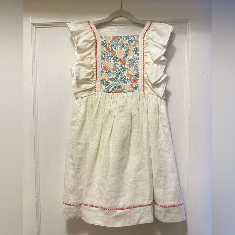 Amaia London Girls Rosas Dress Floral Coral/Green - 8Y